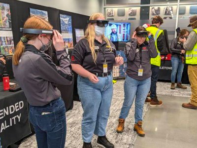 Students try on virtual reality goggles